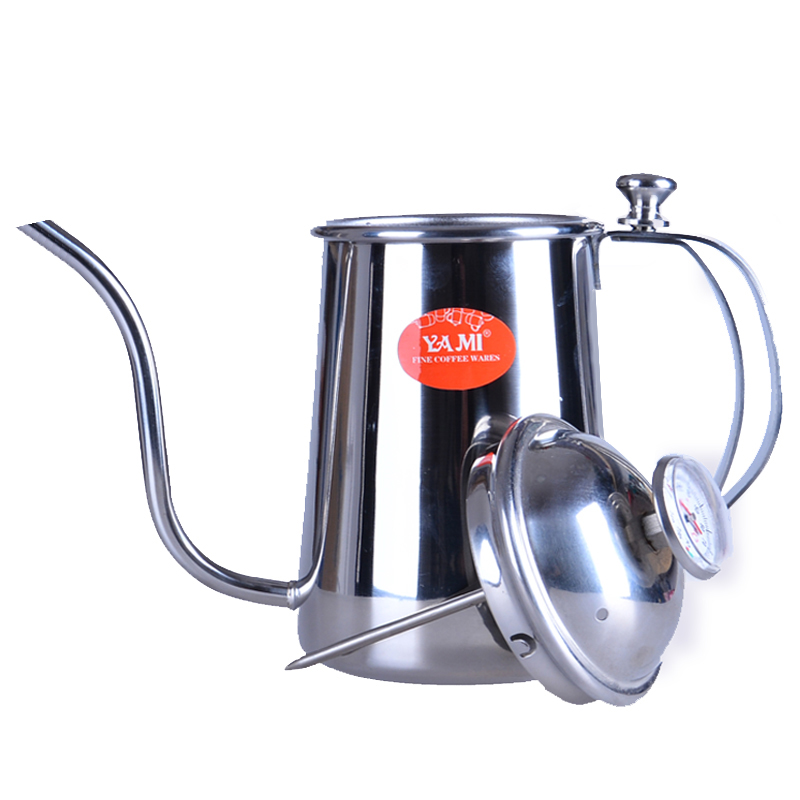 咖啡冲煮器具介绍：YAMI手冲咖啡壶带温度计细嘴壶咖啡冲泡壶