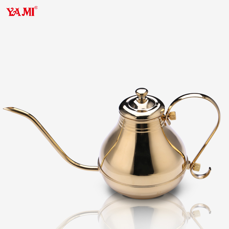 YAMI品牌咖啡冲煮器具：宫廷手冲细口咖啡壶304不锈钢长嘴滴滤
