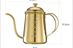 Tiamo品牌咖啡冲煮器具：Tiamo玫瑰金钛金手冲咖啡壶细口壶700ml