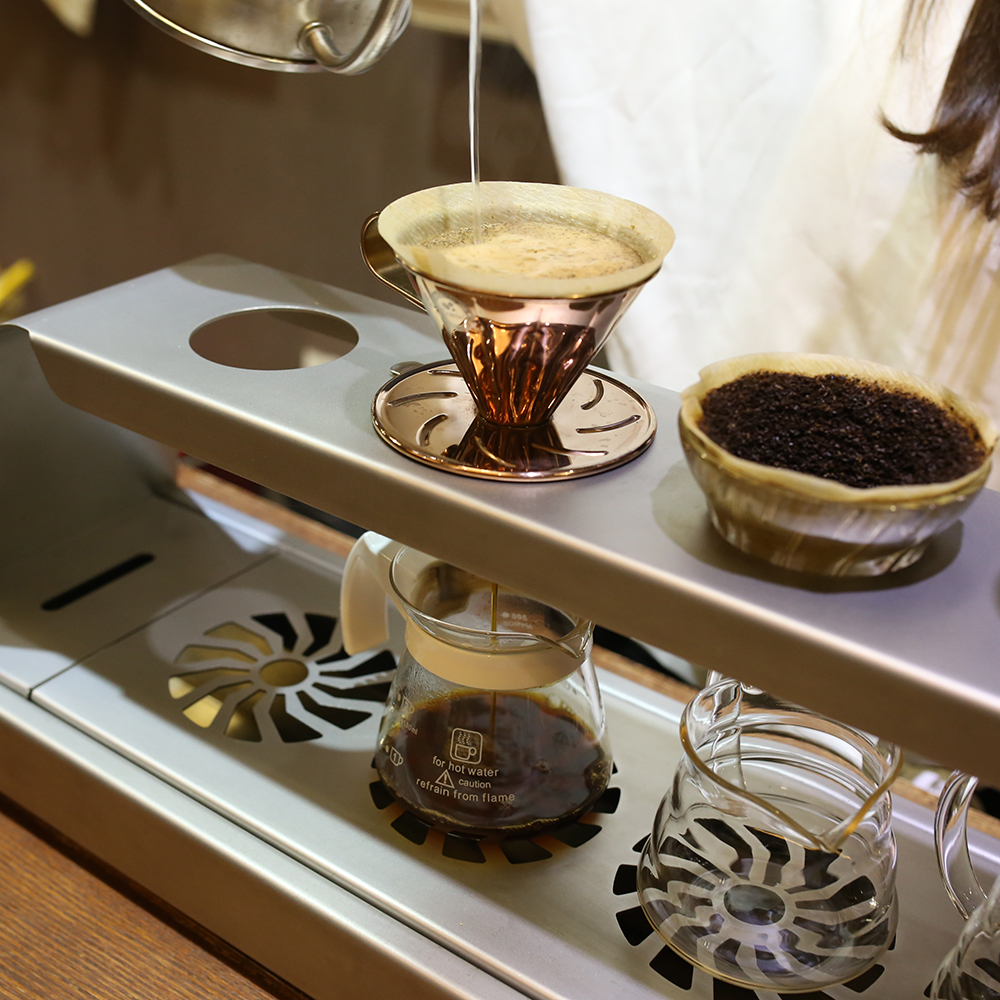 4孔咖啡手冲架爱乐压架 咖啡吧台专用2毫米不锈钢喷沙 新手必备
