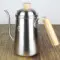 手冲咖啡冲煮器具：TIAMO不锈钢砂光木柄把手手冲咖啡细口长嘴壶