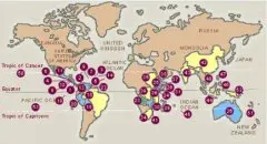 世界咖啡生产国分布地图